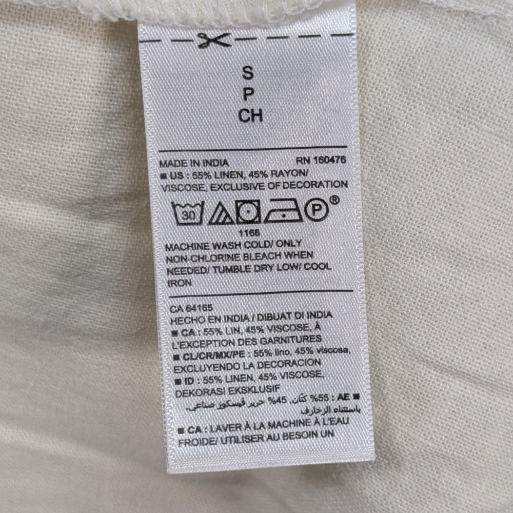 Old Navy Womens Boho Preppy Cottage White Linen Blend Eyelet Shirt Dress Small - Picture 4 of 8